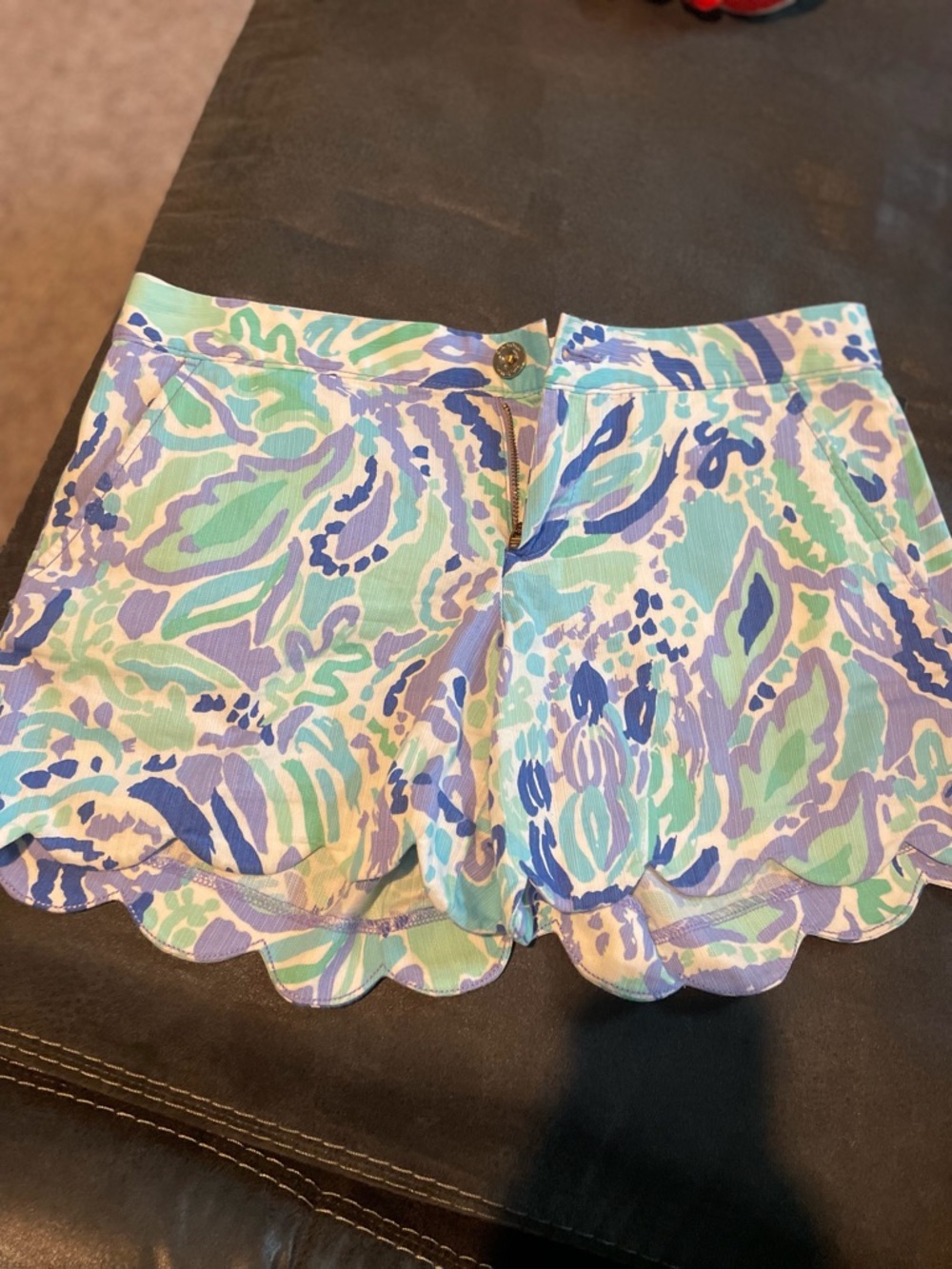 Lilly Pulitzer Buttercup Scallop Hem Printed Shorts - Blue Mint Floral Size 4